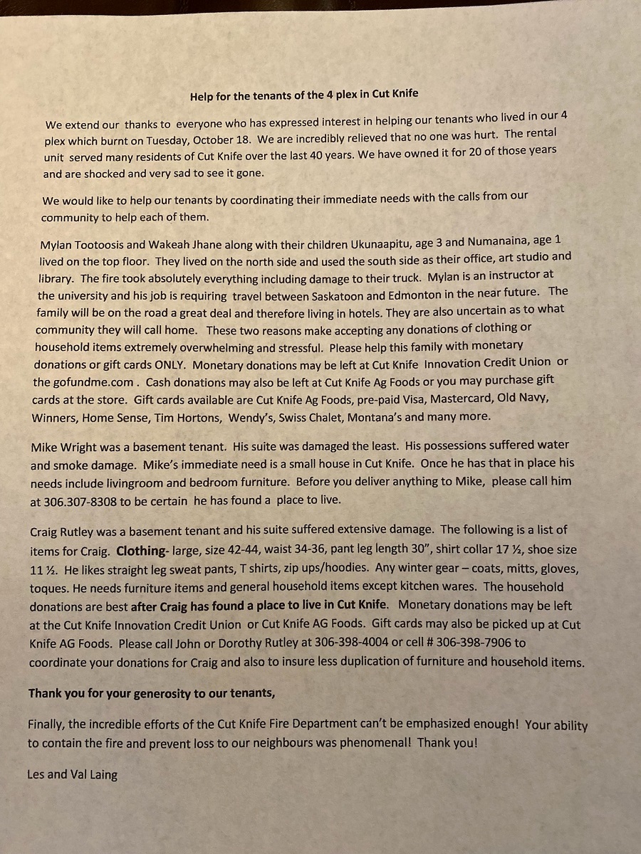 to help tenants in 4 plex