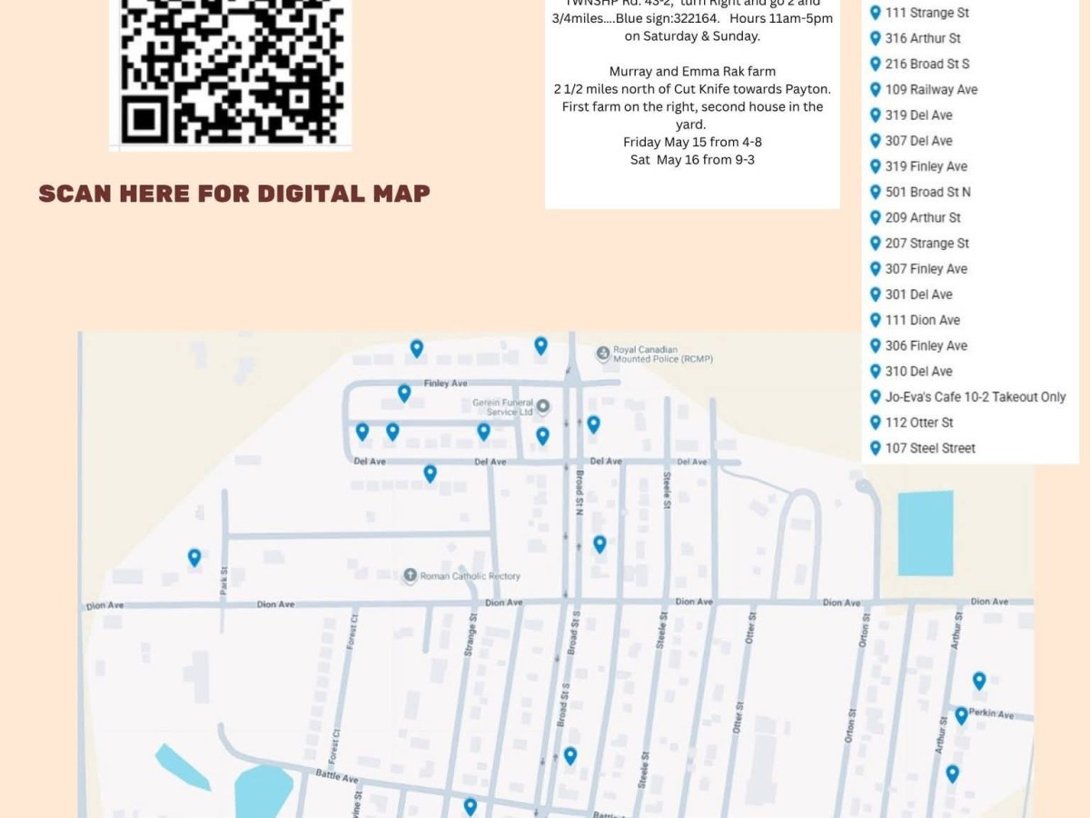2026 Cut Knife Community Garage Sale Map
